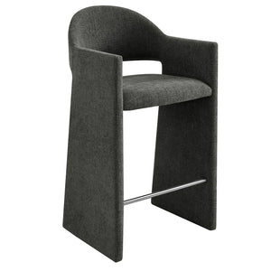 Modway Furniture Talia Upholstered Bentwood Barrel Back Barstool with Sculptural Arms for Modern Home Bars Charcoal EEI-7667-CHA