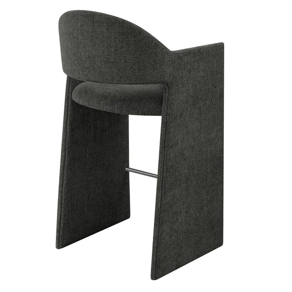 Modway Furniture Talia Upholstered Bentwood Barrel Back Barstool with Sculptural Arms for Modern Home Bars Charcoal EEI-7667-CHA