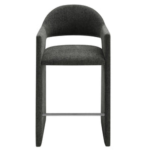 Modway Furniture Talia Upholstered Bentwood Barrel Back Barstool with Sculptural Arms for Modern Home Bars Charcoal EEI-7667-CHA
