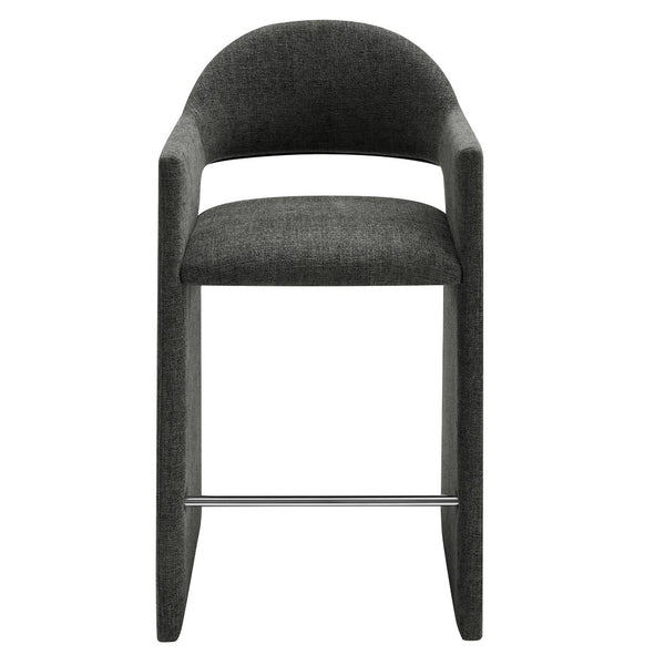Modway Furniture Talia Upholstered Bentwood Barrel Back Barstool with Sculptural Arms for Modern Home Bars Charcoal EEI-7667-CHA
