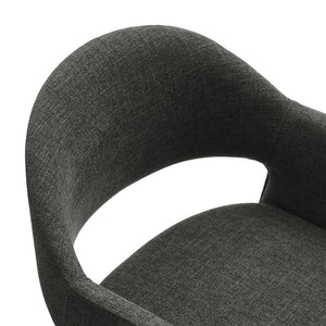 Modway Furniture Talia Upholstered Bentwood Barrel Back Barstool with Sculptural Arms for Modern Home Bars Charcoal EEI-7667-CHA