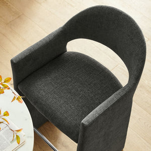 Modway Furniture Talia Upholstered Bentwood Barrel Back Barstool with Sculptural Arms for Modern Home Bars Charcoal EEI-7667-CHA