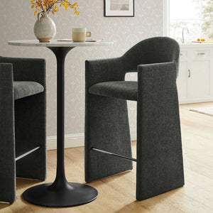 Modway Furniture Talia Upholstered Bentwood Barrel Back Barstool with Sculptural Arms for Modern Home Bars Charcoal EEI-7667-CHA