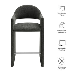 Modway Furniture Talia Upholstered Bentwood Barrel Back Barstool with Sculptural Arms for Modern Home Bars Charcoal EEI-7667-CHA