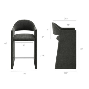 Modway Furniture Talia Upholstered Bentwood Barrel Back Barstool with Sculptural Arms for Modern Home Bars Charcoal EEI-7667-CHA