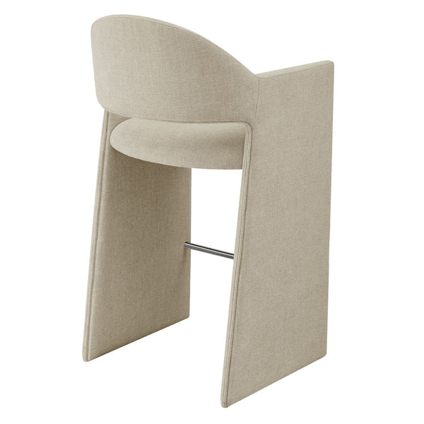 Modway Furniture Talia Upholstered Bentwood Barrel Back Barstool with Sculptural Arms for Modern Home Bars Linen EEI-7667-LIN