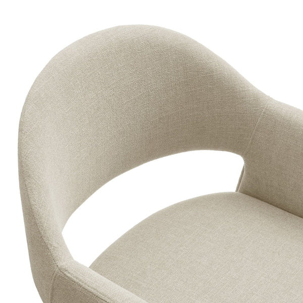 Modway Furniture Talia Upholstered Bentwood Barrel Back Barstool with Sculptural Arms for Modern Home Bars Linen EEI-7667-LIN