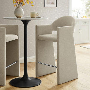 Modway Furniture Talia Upholstered Bentwood Barrel Back Barstool with Sculptural Arms for Modern Home Bars Linen EEI-7667-LIN
