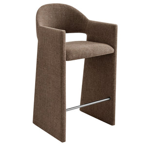 Modway Furniture Talia Upholstered Bentwood Barrel Back Barstool with Sculptural Arms for Modern Home Bars Mocha EEI-7667-MOC