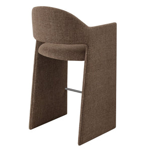 Modway Furniture Talia Upholstered Bentwood Barrel Back Barstool with Sculptural Arms for Modern Home Bars Mocha EEI-7667-MOC
