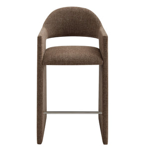 Modway Furniture Talia Upholstered Bentwood Barrel Back Barstool with Sculptural Arms for Modern Home Bars Mocha EEI-7667-MOC