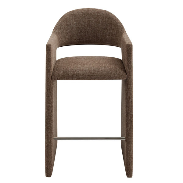 Modway Furniture Talia Upholstered Bentwood Barrel Back Barstool with Sculptural Arms for Modern Home Bars Mocha EEI-7667-MOC