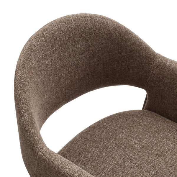 Modway Furniture Talia Upholstered Bentwood Barrel Back Barstool with Sculptural Arms for Modern Home Bars Mocha EEI-7667-MOC