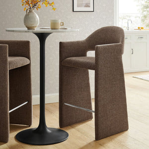 Modway Furniture Talia Upholstered Bentwood Barrel Back Barstool with Sculptural Arms for Modern Home Bars Mocha EEI-7667-MOC