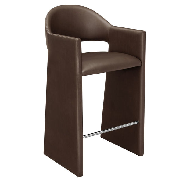 Modway Furniture Talia Barrel Back Vegan Leather Barstool with Sculptural Curved Arms for Home Bar Espresso EEI-7668-ESP