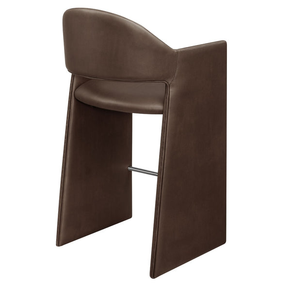 Modway Furniture Talia Barrel Back Vegan Leather Barstool with Sculptural Curved Arms for Home Bar Espresso EEI-7668-ESP