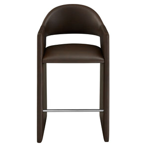 Modway Furniture Talia Barrel Back Vegan Leather Barstool with Sculptural Curved Arms for Home Bar Espresso EEI-7668-ESP