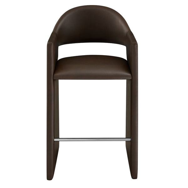 Modway Furniture Talia Barrel Back Vegan Leather Barstool with Sculptural Curved Arms for Home Bar Espresso EEI-7668-ESP
