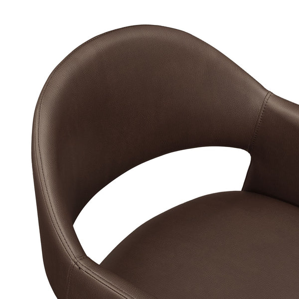 Modway Furniture Talia Barrel Back Vegan Leather Barstool with Sculptural Curved Arms for Home Bar Espresso EEI-7668-ESP