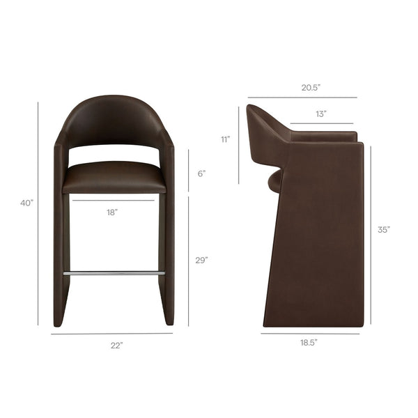 Modway Furniture Talia Barrel Back Vegan Leather Barstool with Sculptural Curved Arms for Home Bar Espresso EEI-7668-ESP