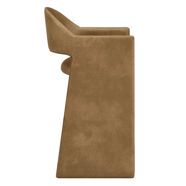 Modway Furniture Talia Barrel Back Vegan Leather Barstool with Sculptural Curved Arms for Home Bar Toast EEI-7668-TST