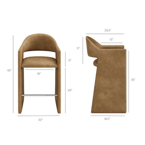 Modway Furniture Talia Barrel Back Vegan Leather Barstool with Sculptural Curved Arms for Home Bar Toast EEI-7668-TST
