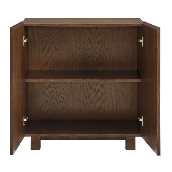 Modway Furniture Kline Two Door Oak Walnut Veneer Accent Cabinet with Geometric Striped Doors Brown - A EEI-7669-DWA