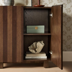 Modway Furniture Kline Two Door Oak Walnut Veneer Accent Cabinet with Geometric Striped Doors Brown - A EEI-7669-DWA