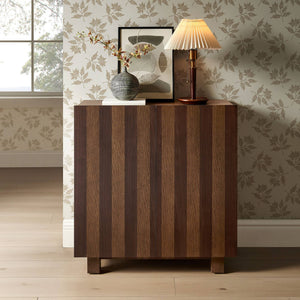 Modway Furniture Kline Two Door Oak Walnut Veneer Accent Cabinet with Geometric Striped Doors Brown - A EEI-7669-DWA