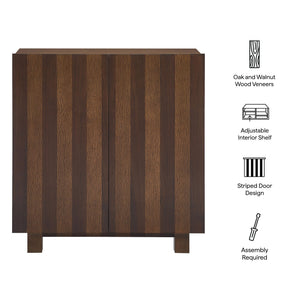 Modway Furniture Kline Two Door Oak Walnut Veneer Accent Cabinet with Geometric Striped Doors Brown - A EEI-7669-DWA