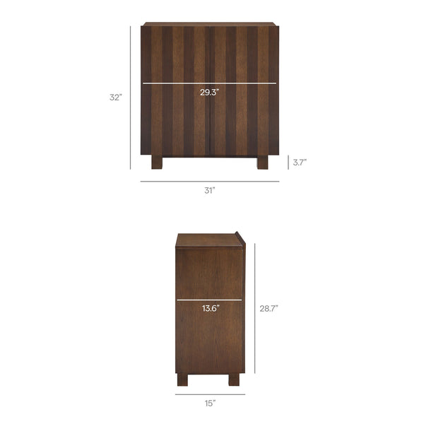 Modway Furniture Kline Two Door Oak Walnut Veneer Accent Cabinet with Geometric Striped Doors Brown - A EEI-7669-DWA