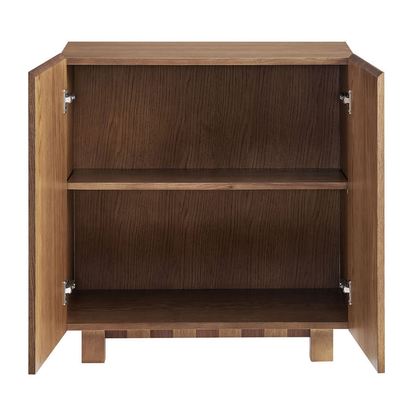Modway Furniture Kline Two Door Oak Walnut Veneer Accent Cabinet with Geometric Striped Doors Brown - B EEI-7669-OWA