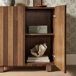 Modway Furniture Kline Two Door Oak Walnut Veneer Accent Cabinet with Geometric Striped Doors Brown - B EEI-7669-OWA