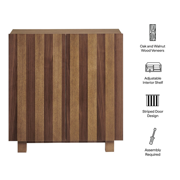 Modway Furniture Kline Two Door Oak Walnut Veneer Accent Cabinet with Geometric Striped Doors Brown - B EEI-7669-OWA