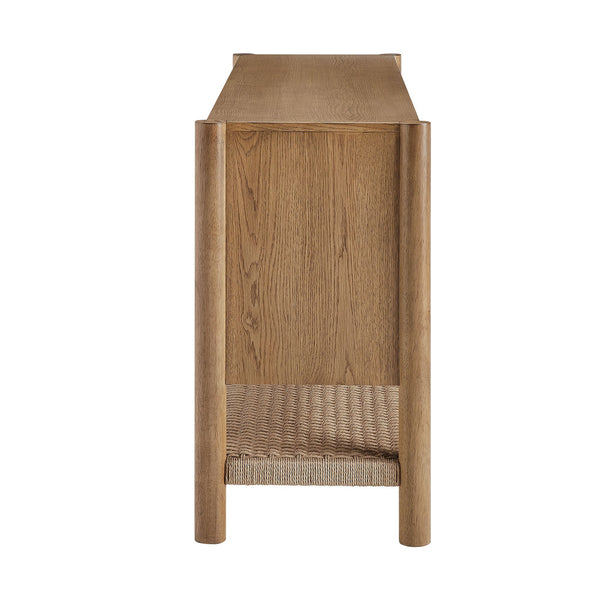 Modway Furniture Taschen Modway Four Door Wood Veneer Sideboard with Open Paper Rope Shelf White Oak Natural EEI-7670-WOA-NAT