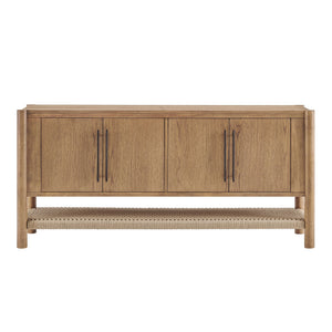 Modway Furniture Taschen Modway Four Door Wood Veneer Sideboard with Open Paper Rope Shelf White Oak Natural EEI-7670-WOA-NAT