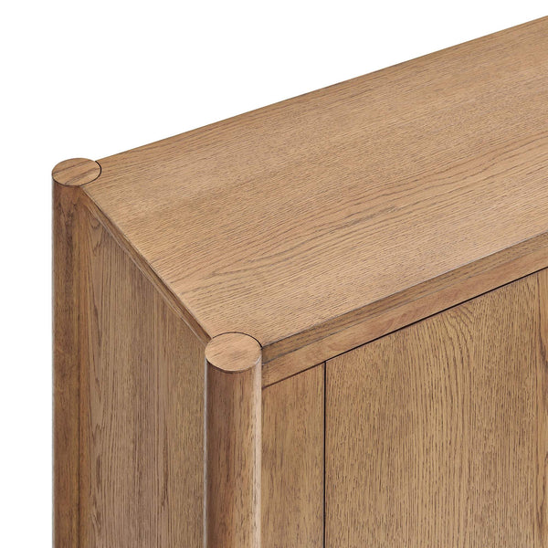 Modway Furniture Taschen Modway Four Door Wood Veneer Sideboard with Open Paper Rope Shelf White Oak Natural EEI-7670-WOA-NAT