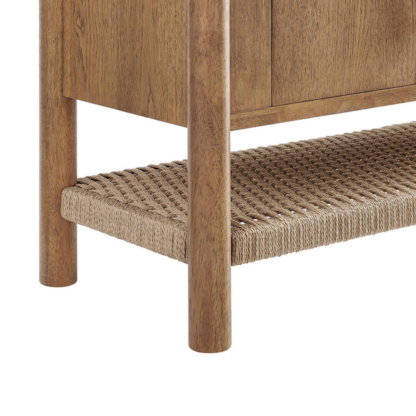 Modway Furniture Taschen Modway Four Door Wood Veneer Sideboard with Open Paper Rope Shelf White Oak Natural EEI-7670-WOA-NAT