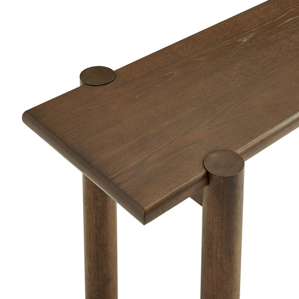 Modway Furniture Taschen Rustic Oak Veneer Console Table Wide Entryway Accent with Tapered Legs Walnut EEI-7671-WAL