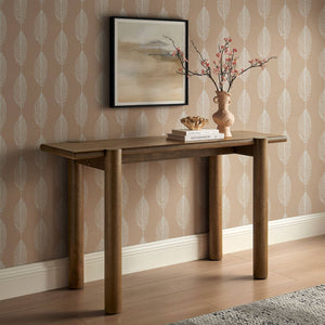 Modway Furniture Taschen Rustic Oak Veneer Console Table Wide Entryway Accent with Tapered Legs Walnut EEI-7671-WAL