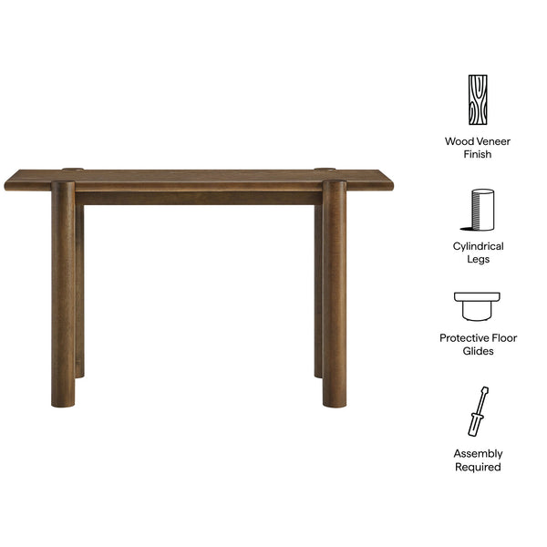 Modway Furniture Taschen Rustic Oak Veneer Console Table Wide Entryway Accent with Tapered Legs Walnut EEI-7671-WAL
