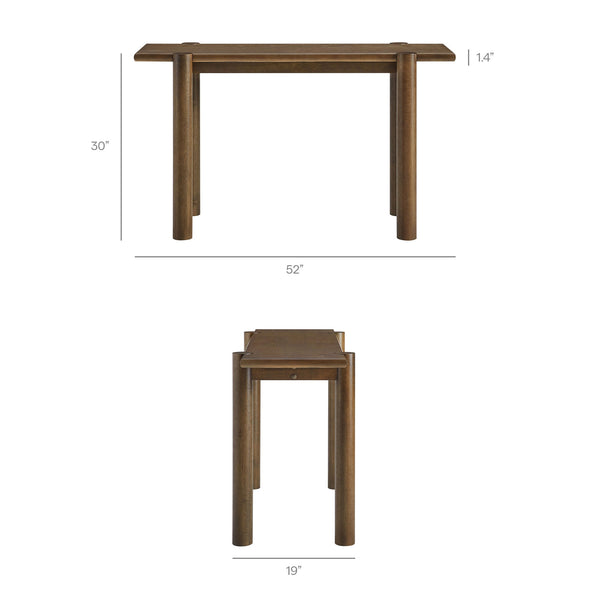 Modway Furniture Taschen Rustic Oak Veneer Console Table Wide Entryway Accent with Tapered Legs Walnut EEI-7671-WAL