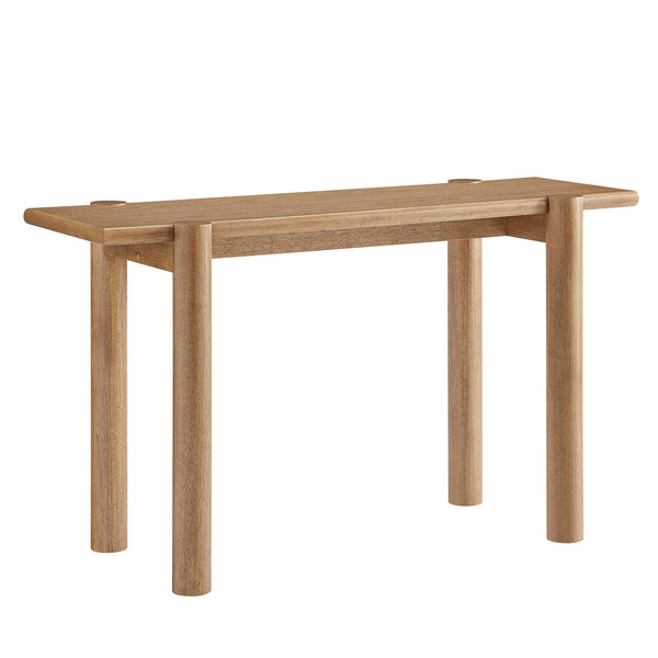 Modway Furniture Taschen Rustic Oak Veneer Console Table Wide Entryway Accent with Tapered Legs White Oak EEI-7671-WOA
