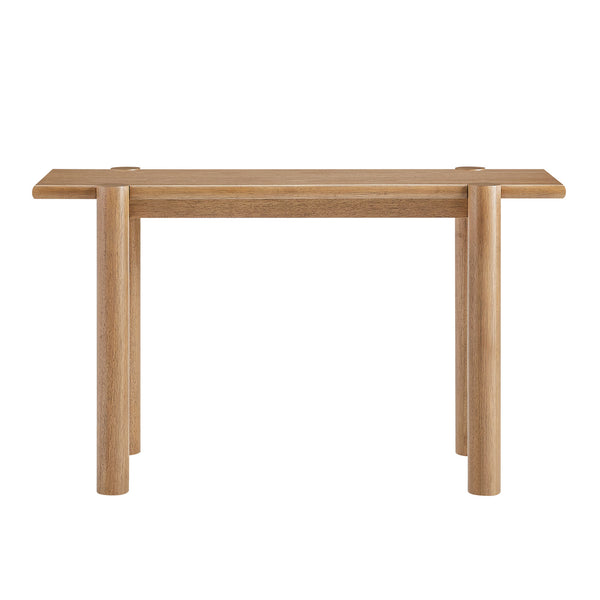 Modway Furniture Taschen Rustic Oak Veneer Console Table Wide Entryway Accent with Tapered Legs White Oak EEI-7671-WOA