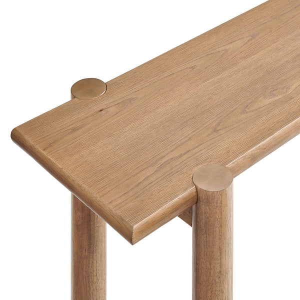 Modway Furniture Taschen Rustic Oak Veneer Console Table Wide Entryway Accent with Tapered Legs White Oak EEI-7671-WOA