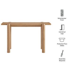 Modway Furniture Taschen Rustic Oak Veneer Console Table Wide Entryway Accent with Tapered Legs White Oak EEI-7671-WOA