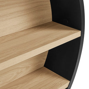 Modway Furniture Romy Circular Wall Mounted Bookshelf with Three Wood Grain Tiers for Stylish Display Black Natural EEI-7672-BLK-NAT