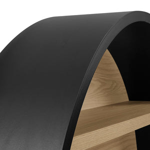 Modway Furniture Romy Circular Wall Mounted Bookshelf with Three Wood Grain Tiers for Stylish Display Black Natural EEI-7672-BLK-NAT