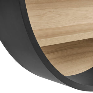 Modway Furniture Romy Circular Wall Mounted Bookshelf with Three Wood Grain Tiers for Stylish Display Black Natural EEI-7672-BLK-NAT