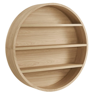 Modway Furniture Romy Circular Wall Mounted Bookshelf with Three Wood Grain Tiers for Stylish Display Natural EEI-7672-NAT